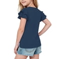 thumbnail image 4 of HAiming Girls Tops Ruffle Short Sleeve Tiered Tee Solid Color Loose Casual Trendy T Shirts Summer Beach Vacation Workout Kids Tops, 4 of 7