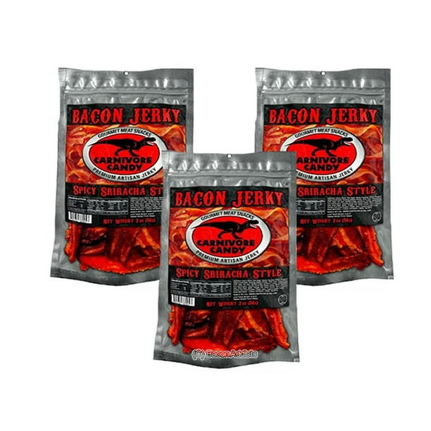 Carnivore Candy Bacon Jerky Spicy Sriracha Flavor Three Pack (3 x