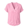 thumbnail image 7 of Ruimatai Women's Shawl Collar V-Neck Rolled Cuff Short Sleeve Loose Fit Casual Tops for Women Summer Everyday & Office Wear, 7 of 7