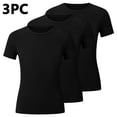 thumbnail image 5 of SGFCWSX Girls T Shirt 3 Pack Ribbed Knit Short Sleeve Crew Neck Cropped Slim Fit Casual Soft Basic Teens Daily Wear Tee Tops Black Size 14, 5 of 7