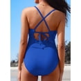 thumbnail image 6 of Charmo Women Scoop Neck One Piece Swimsuit Cutout Monokini Bathing Suits Tummy Control Button Swimwear, 6 of 8