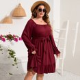 thumbnail image 2 of Women's Casual Plus Size Dress Short Sleeve High Waist Ruffle Summer Midi Dress With Belt, 2 of 5