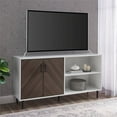 thumbnail image 2 of Hampton 58" Bookmatch Asymmetrical TV Stand in Ash Brown Bookmatch/Solid White, 2 of 5