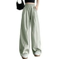 thumbnail image 2 of PNTUTB Ladies' Fashionable Summer Thin Casual and Comfortable Ice Silk Side Pocket Wide Leg Pants Long Pants, 2 of 6