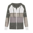 thumbnail image 6 of Yyeselk Womens Full Zip Up Casual Trendy Stripe Color Block Sweater Open Front Cutout Knitted Comfy Lightweight Hooded Long Sleeve Cardigan Outwear Tops Gray XXL, 6 of 7