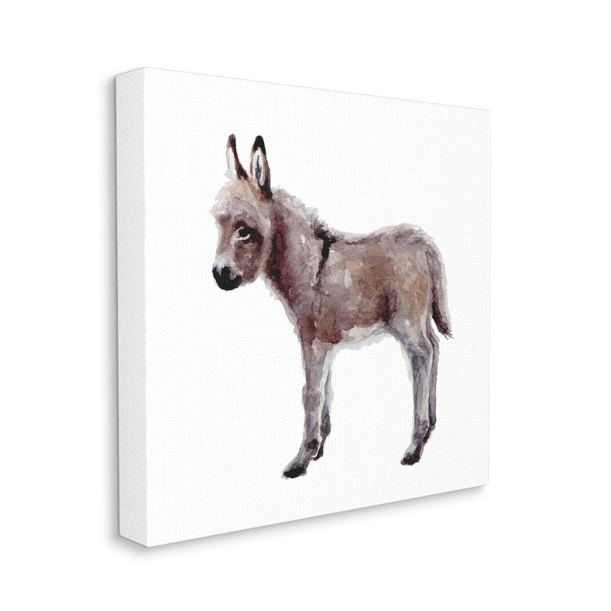Stupell Industries Baby Donkey Watercolor Portrait Children's Nursery Animal, 17 x 17,Design by Fox Hollow Studios