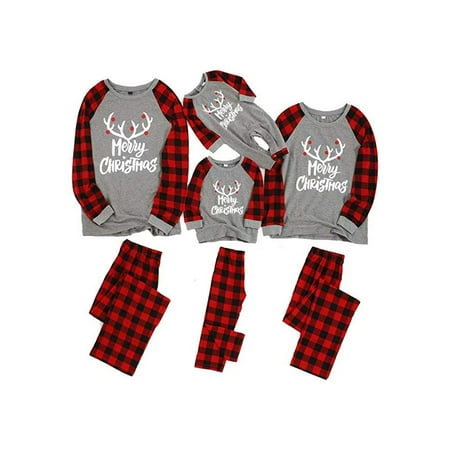 

Qiylii Family Matching Christmas Pajama Sets Elk Classic Plaid Xmas Sleepwear