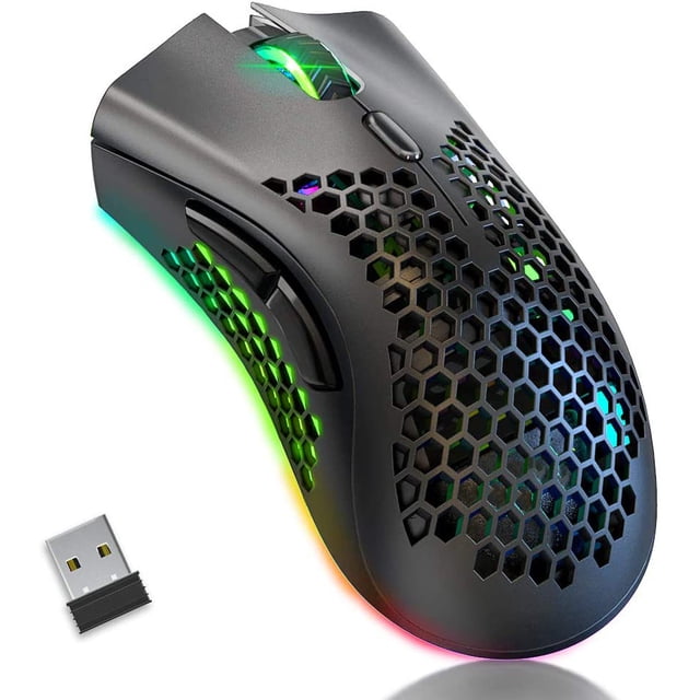 Ratón inalámbrico para juegos, ratón de ordenador con carcasa de nido de abeja, 7 botones programados, 3 DPI ajustables, clic silencioso Namotu CZDZ-ZC124