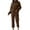Brown, variant on Kmdttou Up to 30% off! Women's Fashion Solid Color Casual Loose Button Sports Long Sleeve Pants Hoodie Set on Clearance!