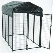 American Kennel Club Heavy Duty Outdoor Dog Kennel with Roof & Cover, Black, 4'L x 6'W x 6'H
