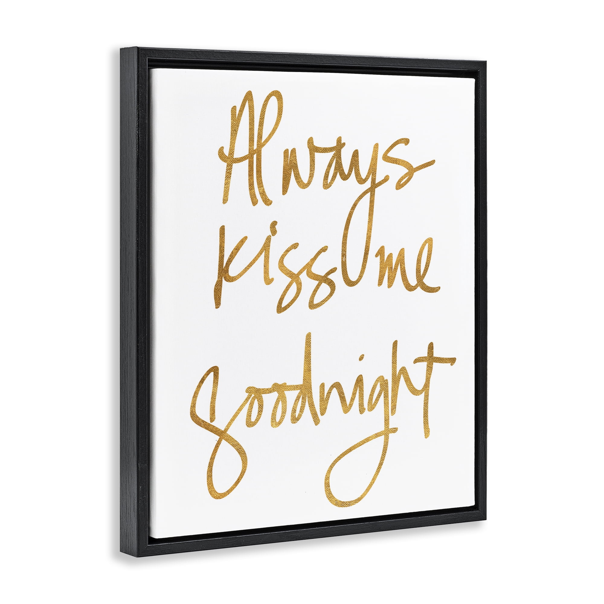 Stupell Industries Kiss Me Goodnight Typography Painting Black Floater Framed Art Print Wall Art, 25 x 31
