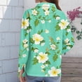 thumbnail image 5 of Sewkxo Woman's Hawaii Shirts Floral Printed Long Sleeves Lapel Collared Buttons Tropical Beach Blouse Fashion Baggy Party Holiday Top,Light Green S, 5 of 5