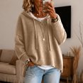 thumbnail image 4 of Women's Drop Shoulder Long Sleeve Drawstring Loose Knit Hooded Pullover Sweater M, 4 of 6