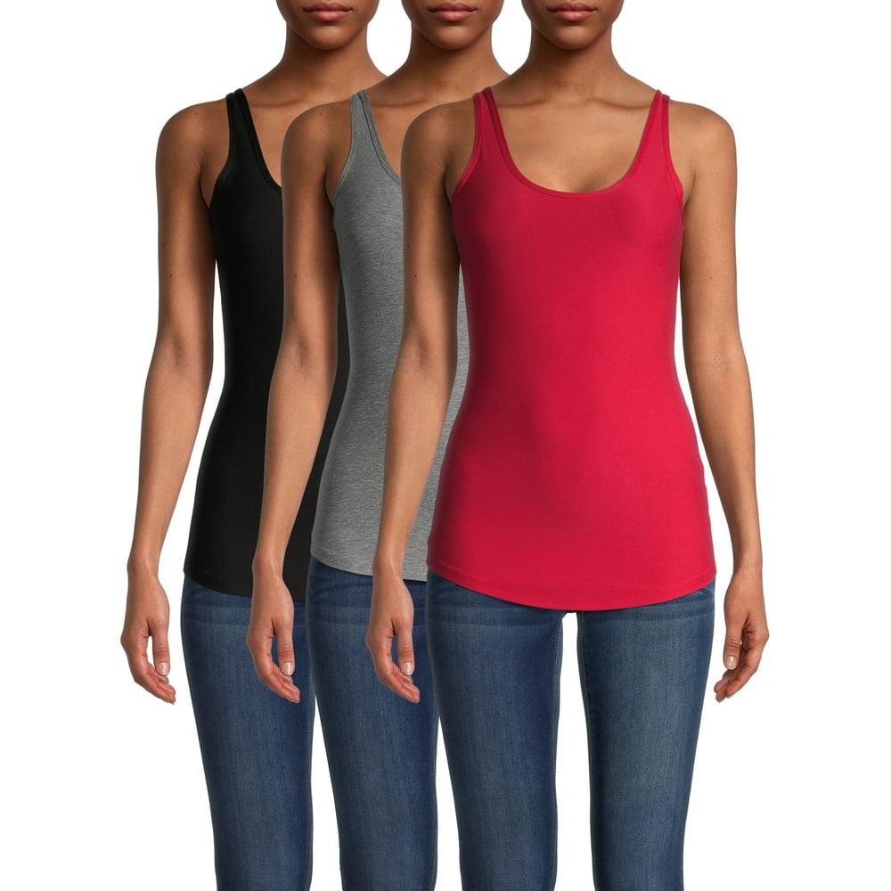 No Boundaries No Boundaries Junior's Scoop Neck Tank Top, 3Pack