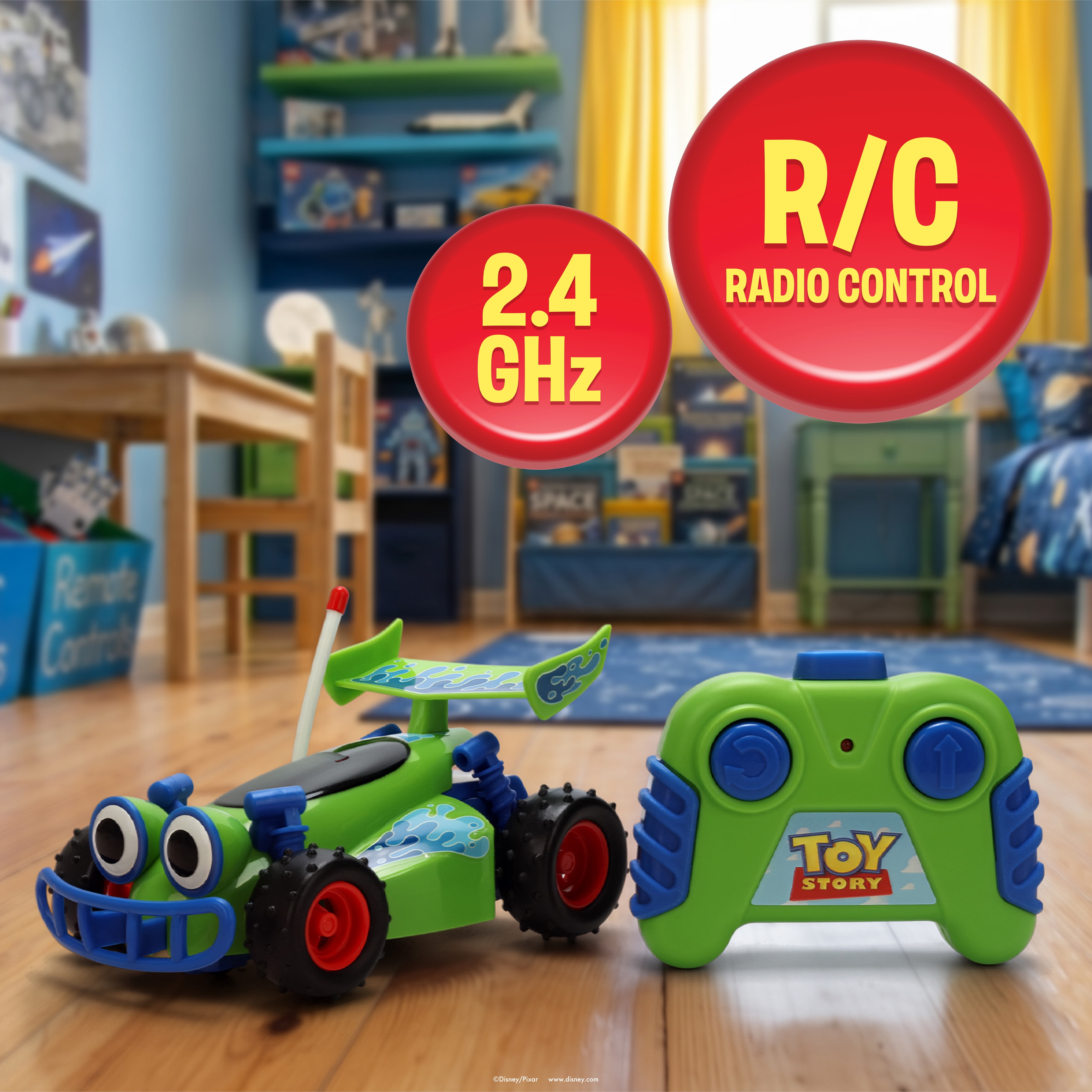 Jada Toys 1:32 RC Toy Story RC Buggy – Simple Function Remote Control Car for Kids with 5.5" Body and Movie-Inspired Design – No Figure Included