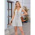 thumbnail image 2 of Women'S Summer Casual Rompers Lace-Up Short Loose Linen Jumpsuit Beach Outfits Travel Vacation Clothes Grey L, 2 of 8
