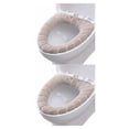thumbnail image 2 of Cateissary 2020 nueva cómoda cubierta de asiento de inodoro de terciopelo Coral para baño, cubierta de inodoro de invierno, alfombrilla lavable beige 2piezas, 2 of 6