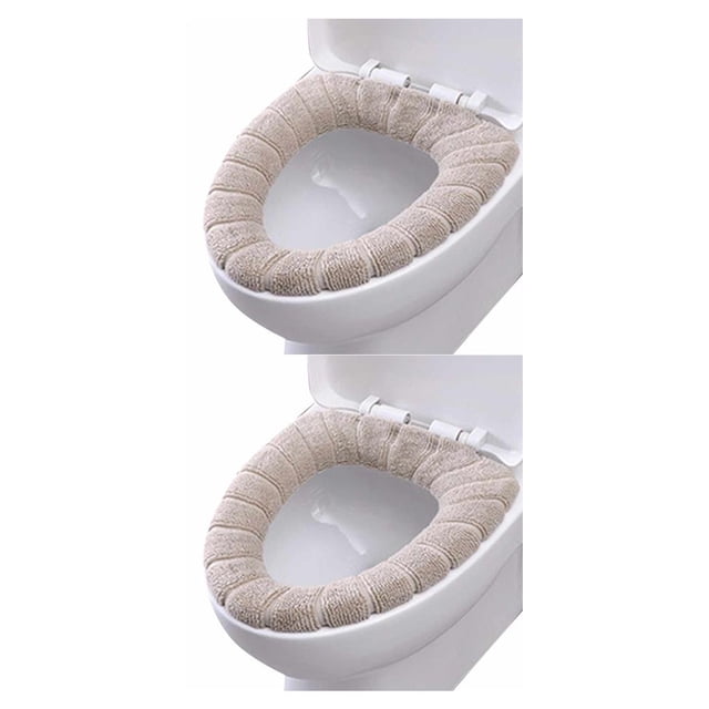 Matsuzay 1 unidad de calentador y grueso para baño, cubierta de asiento de inodoro de tela lavable y estirable, almohadillas para beige 2piezas