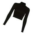thumbnail image 1 of Qarigey 2021 mujeres Sexy ceñido al cuerpo fiesta vendaje espalda descubierta correas Clubwear camiseta cuello bajo triangulación de envío Prendas para la parte del cuerpo Negro S, 1 of 1