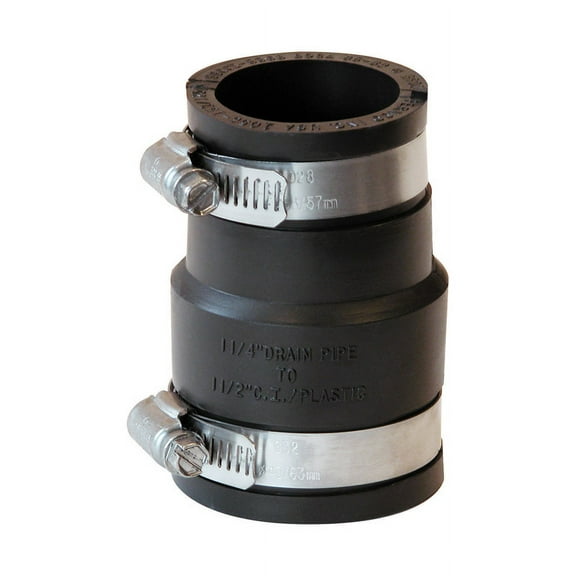 1 Pc, Fernco Schedule 40 1-1/2 In. Hub Each X 1-1/4 In. D Hub Pvc Flexible Coupling 1 Pk