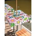 thumbnail image 2 of Outdoor Tablecloth with Umbrella Hole for Patio/Picnic/Party/Camping, Children's Day Waterproof Table Cloth Square Cover Washable, Cartoon Cute Flowers Leaf Pink Plaid (60"x 60"), 2 of 8