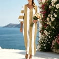 thumbnail image 5 of VBVC Women's Abstract Striped V-Neck Maxi Dress,Ladies 3/4 Sleeve Loose Fit Caftan,Casual Flowy Summer Beach Kaftan Dress For Women,Yellow,S-3XL, 5 of 9