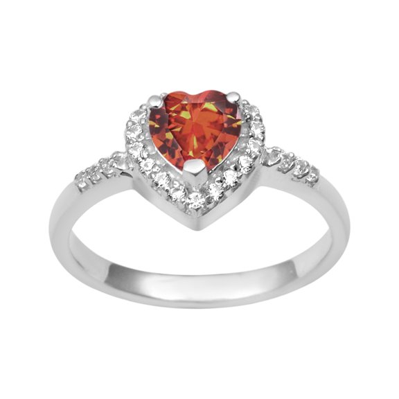 5 MM Heart Shape Orange CZ 925 Sterling Silver Solitaire Women's Valentines Day Gifts Ring