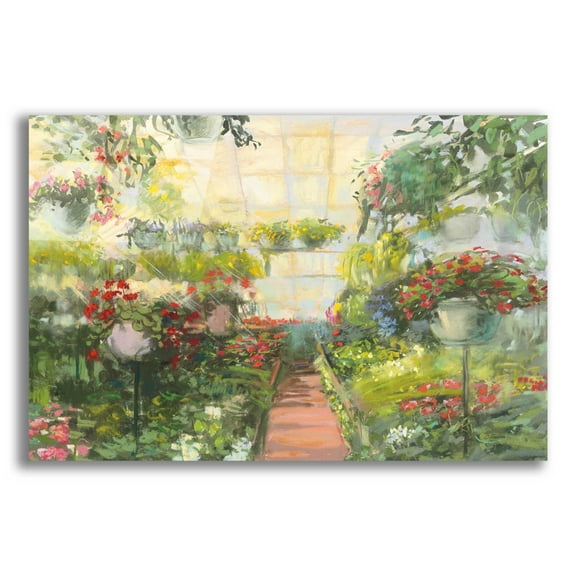 Epic Art 'Greenhouse Flowers Crop' by Carol Rowan, Acrylic Glass Wall Art, 16"x12"