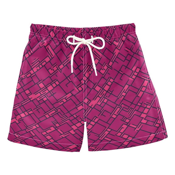 Dark Pink Style Boys Swim Trunks Quick Dry Boy Swim Shorts for 3-14 Years