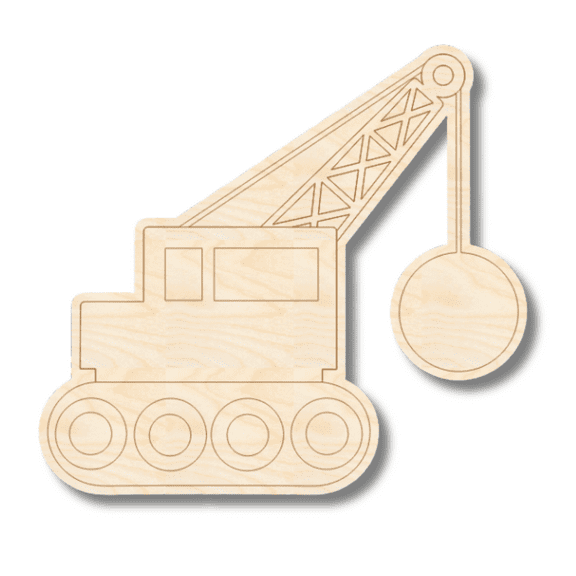 Unfinished Wood Etched Wrecking Ball Shape 4" / 1/4"