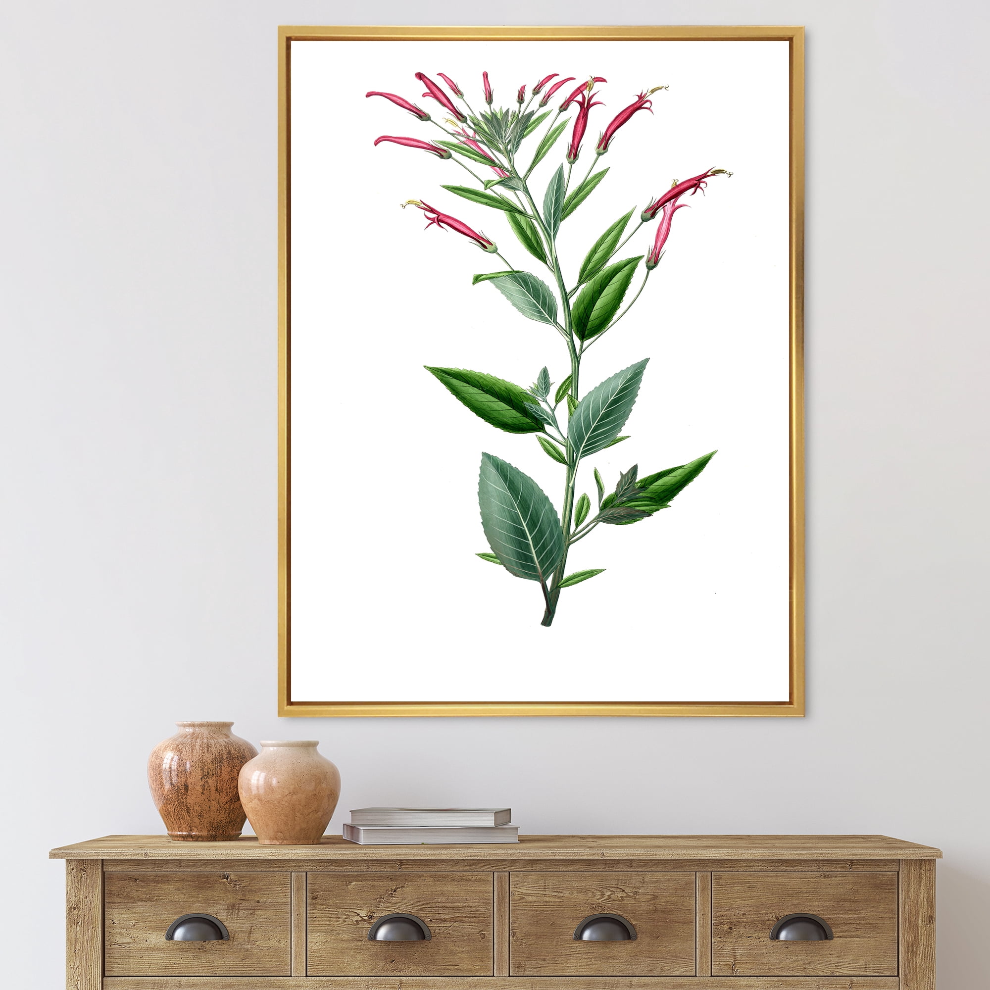 Designart 'Ancient American Flora III' Traditional Framed Canvas Wall Art Print