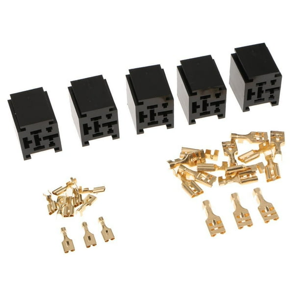 Scienceny 5Pcs 80A Relay Connector 4-Pin Mounting Terminals Socket + Holder Base Type2 NO2