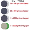 thumbnail image 1 of 40 Pcs et Disques de Ponçage Humides/secs 3 Pouces 600 800 1000 3000 Grains, 1 of 6