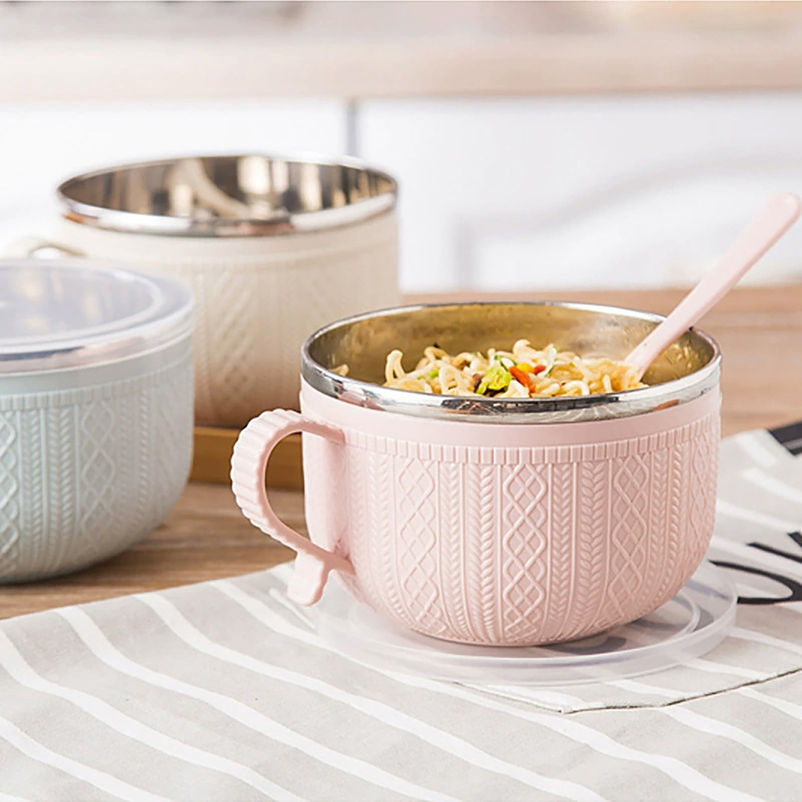 25 Oz Mug Meals with Lid,Ramen Bowl, 2026 New Christmas Meal Mugs Set, Double-Layer Heat-Resistant Bowl, Soup Mug With lid, Use-Friendly Ramen Bowl Large Soup Mugs with Plate, For Coffee, Soups