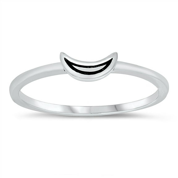 Sterling Silver Small Crescent Moon Ring Size 6