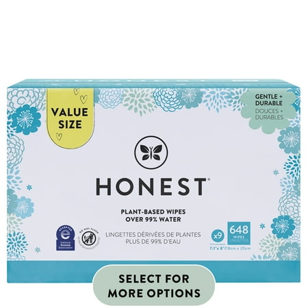 The Honest Company, Plant-Based Baby Wipes, Fragrance-Free, 648 Count (Select for More Options)