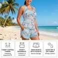 thumbnail image 5 of Xoenoiee Blue Cherry Blossom Print 2 Piece Tankini Swimsuits for Women Tummy Control Bathing Suits Swim Tank Top with Bra Boy Shorts Teen Swimwear 2026, 3XL, 5 of 7