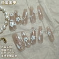 thumbnail image 3 of Press on nails fake  Purely hand-made wearable nail stickers hand-painted carved gradient light therapy long nail pieces nude color whitening, 3 of 9