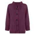 thumbnail image 4 of Viikei Winter Coats for Women,Women's Solid Color-Breasted Pocket Hooded Warm Knitted Sweater Coat Top Purple M, 4 of 9