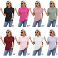thumbnail image 6 of Baywell Womens Fashion Tops Crewneck Sexy Patchwork Lace Short Sleeve Tee Shirts Casual Knitted Blouses S-2XL, 6 of 7