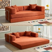 YINIX 78,6 Convertible Sofa Couch with 2 Pillows, Sleeper Sofa Bed for Living Room, Small Spaces, Orange