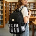 thumbnail image 5 of Orangide Back to School Backpack Plaid Print Waterproof Nylon Large Capacity Multi-Pocket Bookbag for Girls, Boys, Students, Elementary and Middle School, 5 of 6