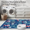 thumbnail image 5 of ODIKA 5'x7' Machine Washable Non-Slip Area Rug, Whimsical Snowman Forest and Falling Flakes Interlocking Storybook Theme High Traffic Rug, Blue, 617650, 5 of 5