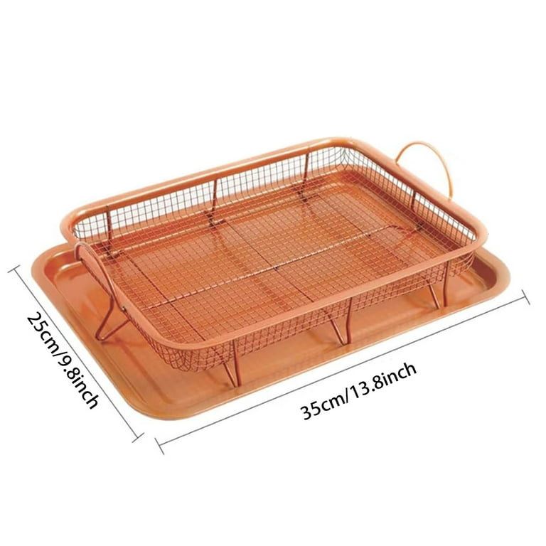 Air Fry Tray with Crisper Basket, 15X12 Extra Large Air Fry Set with  handles for home Oven Baking