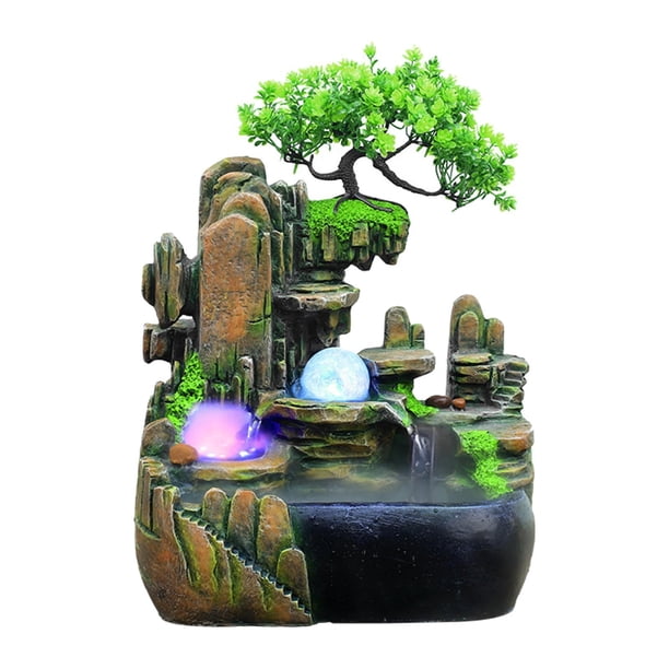 Fuente de escritorio con luz y bomba de agua para sala de meditación y yoga. con niebla