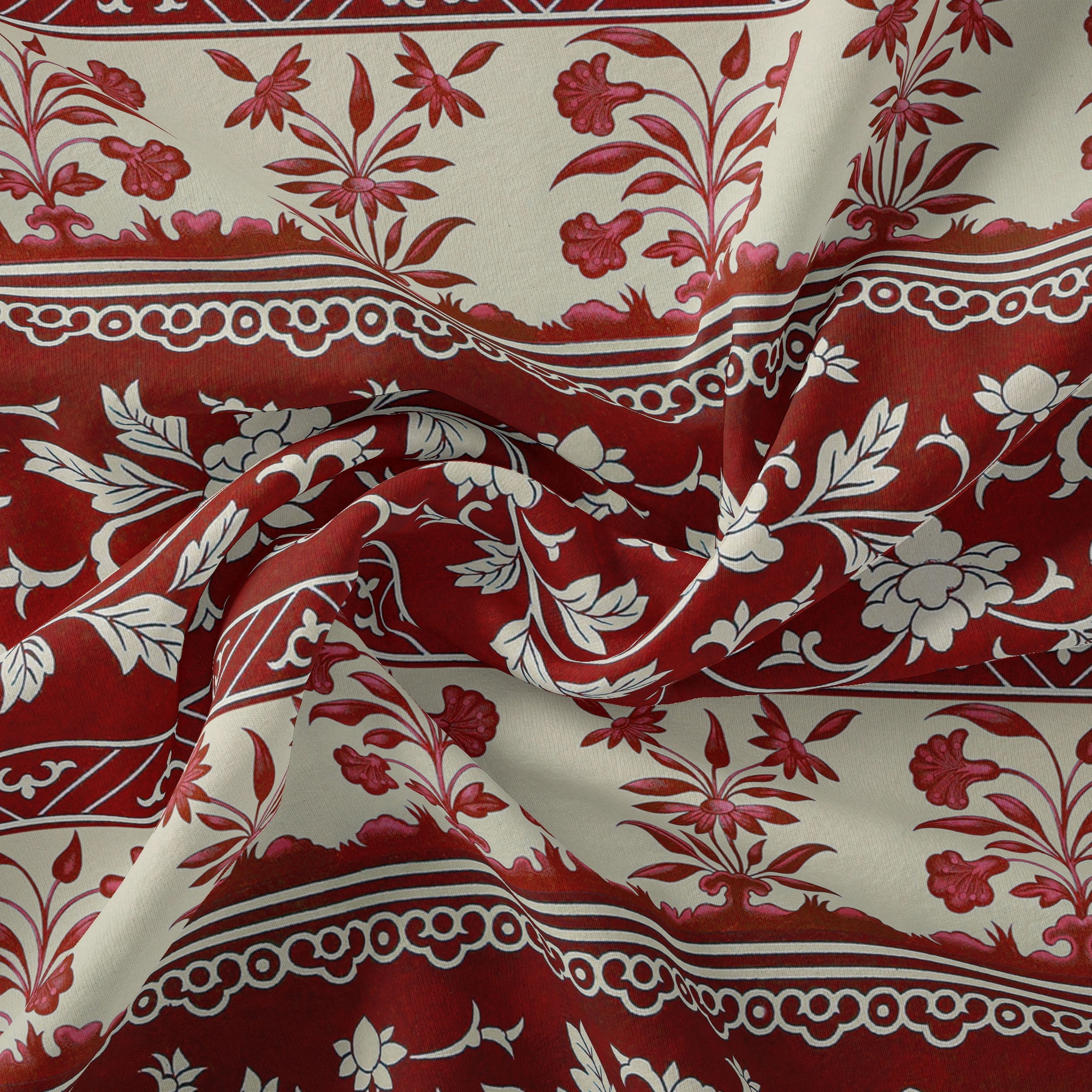 1 Yard 100% Cotton Country Lace, Red, 44" Wide for Quilting & Sewing by David Textiles