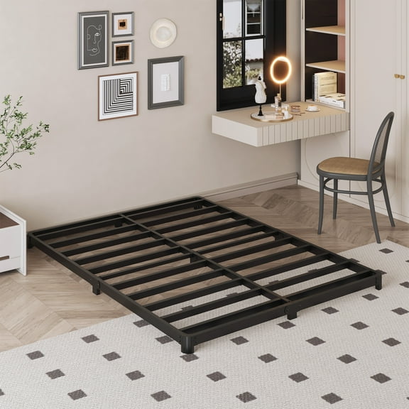 Bedofmine 3 inch Low California King Bed Frames, Heavy Duty Metal Platform with Rounded Corner Legs, No Box Spring Needed, Easy Assembly, Noise Free, Black