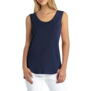 Isaac Mizrahi Women's Sleeveless Scoop Neck Top Blue Size Small
