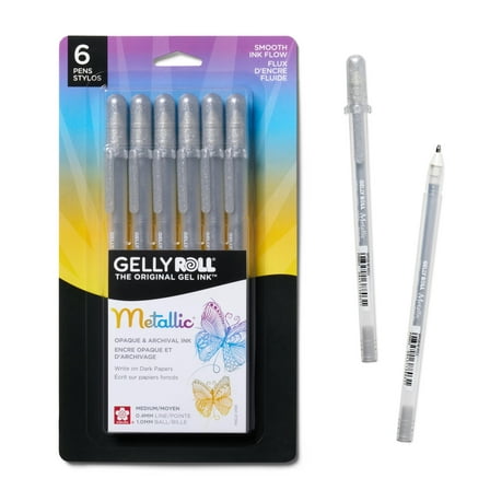 Sakura Gelly Roll Gel Pen, Opaque Metallic Silver, Bold Pt 6 Pack