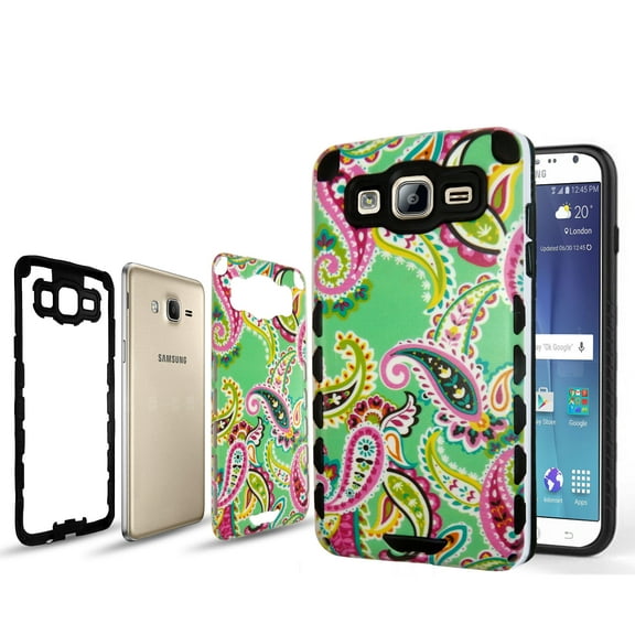 Hybrid Green Paisley For Samsung Galaxy S7 Edge G935 Advanced Ultra Shock Proof Lightweight case Drop Protective Case Cover TPU PC Case Shock Absorb Enhanced Bumper Case Dual Layer Designer